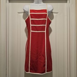 Vintage NITELINE Della Roufogali Dress Red Mini Spaghetti Strap Cocktail 8 90s